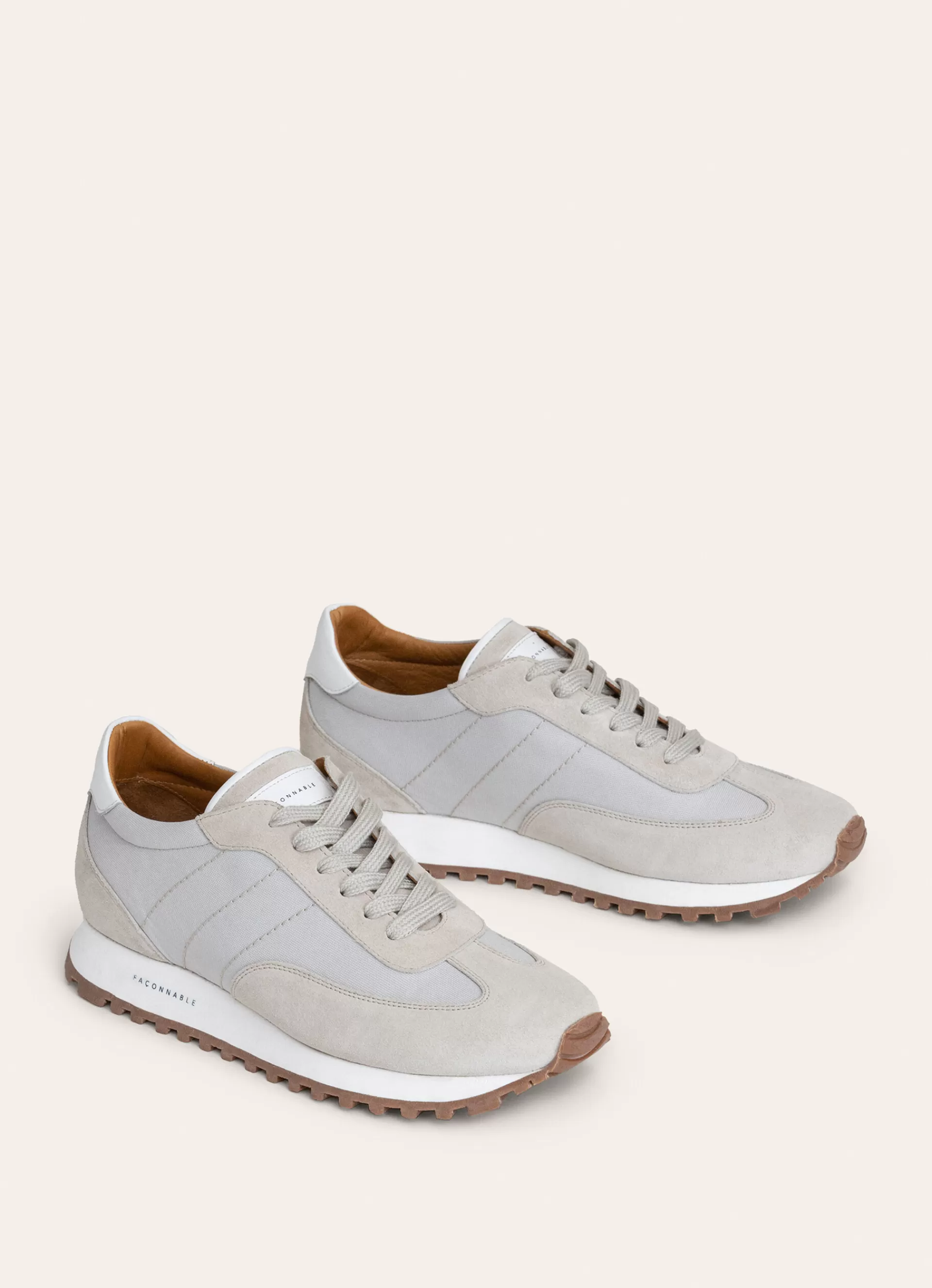 Sneakers>Façonnable Baskets Bi-Matieres White/Sand