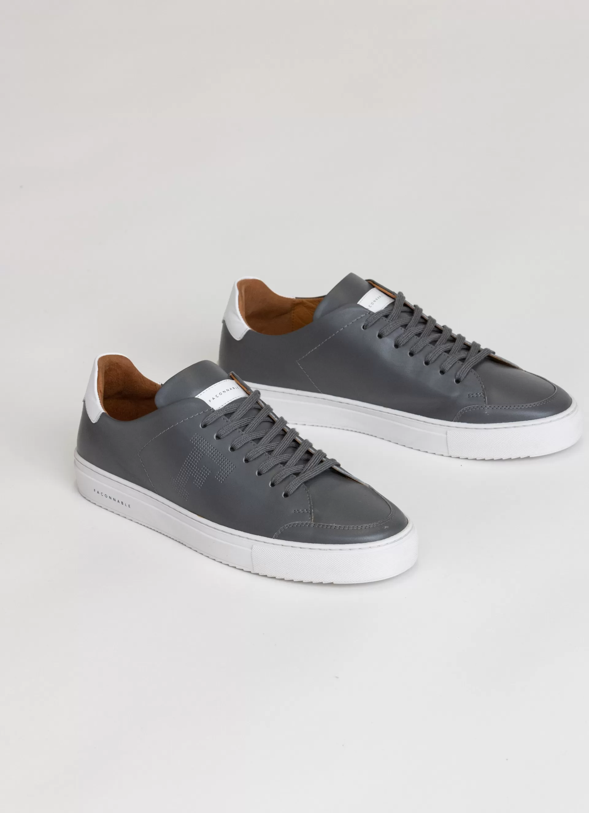 Sneakers>Façonnable Baskets En Cuir Middle Grey