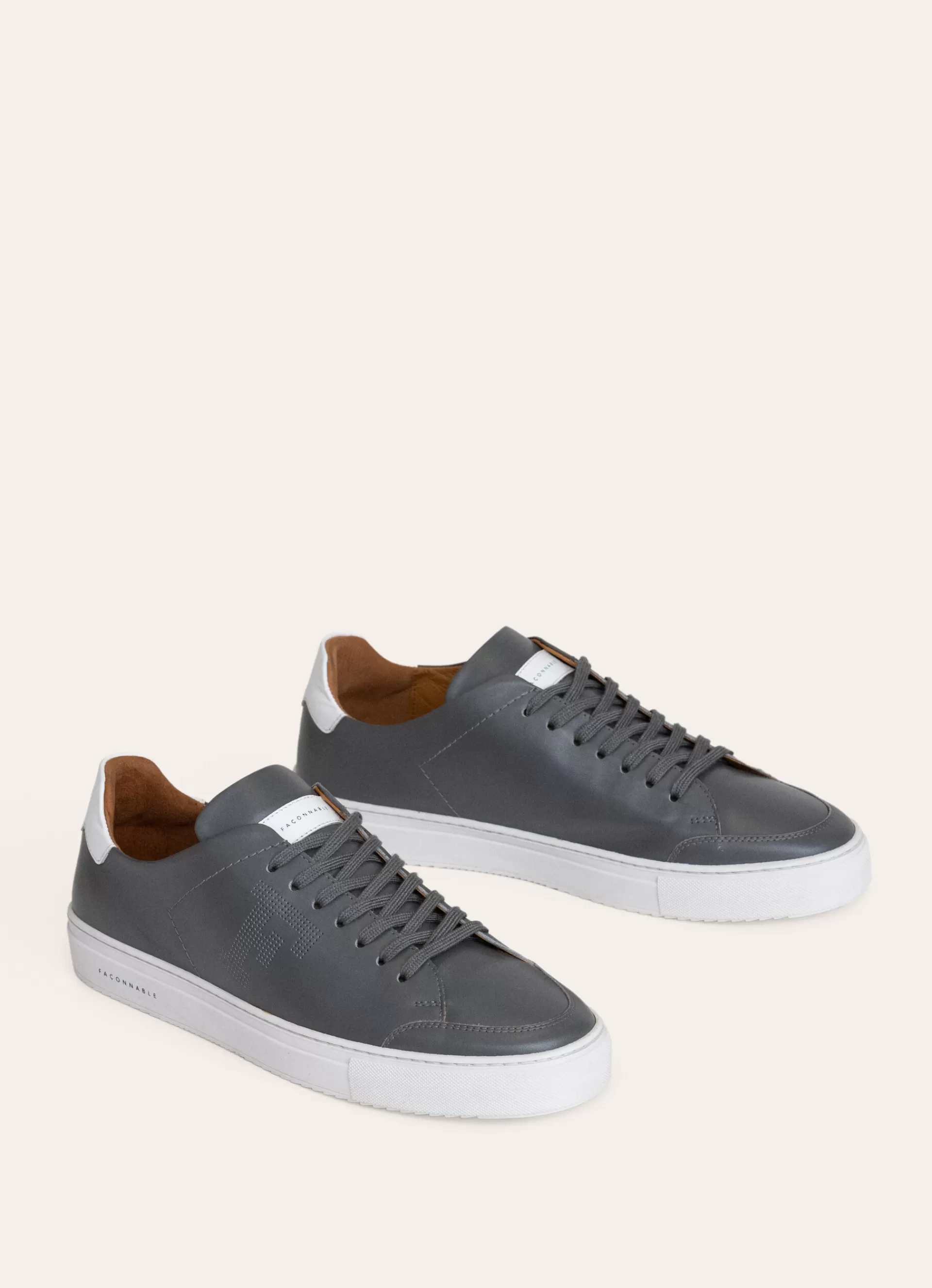 Sneakers>Façonnable Baskets En Cuir Middle Grey