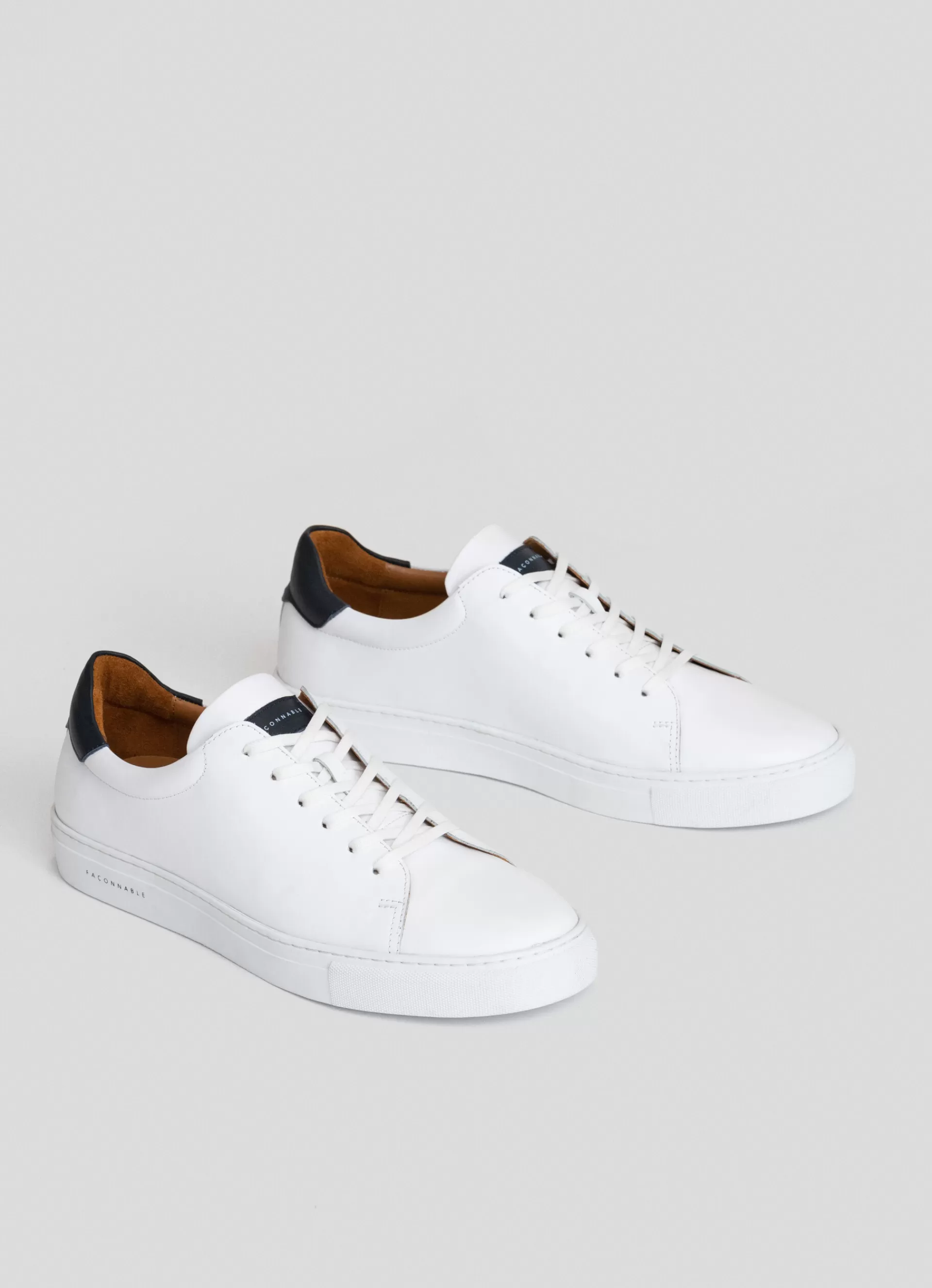 Sneakers>Façonnable Baskets En Cuir Contrastes White