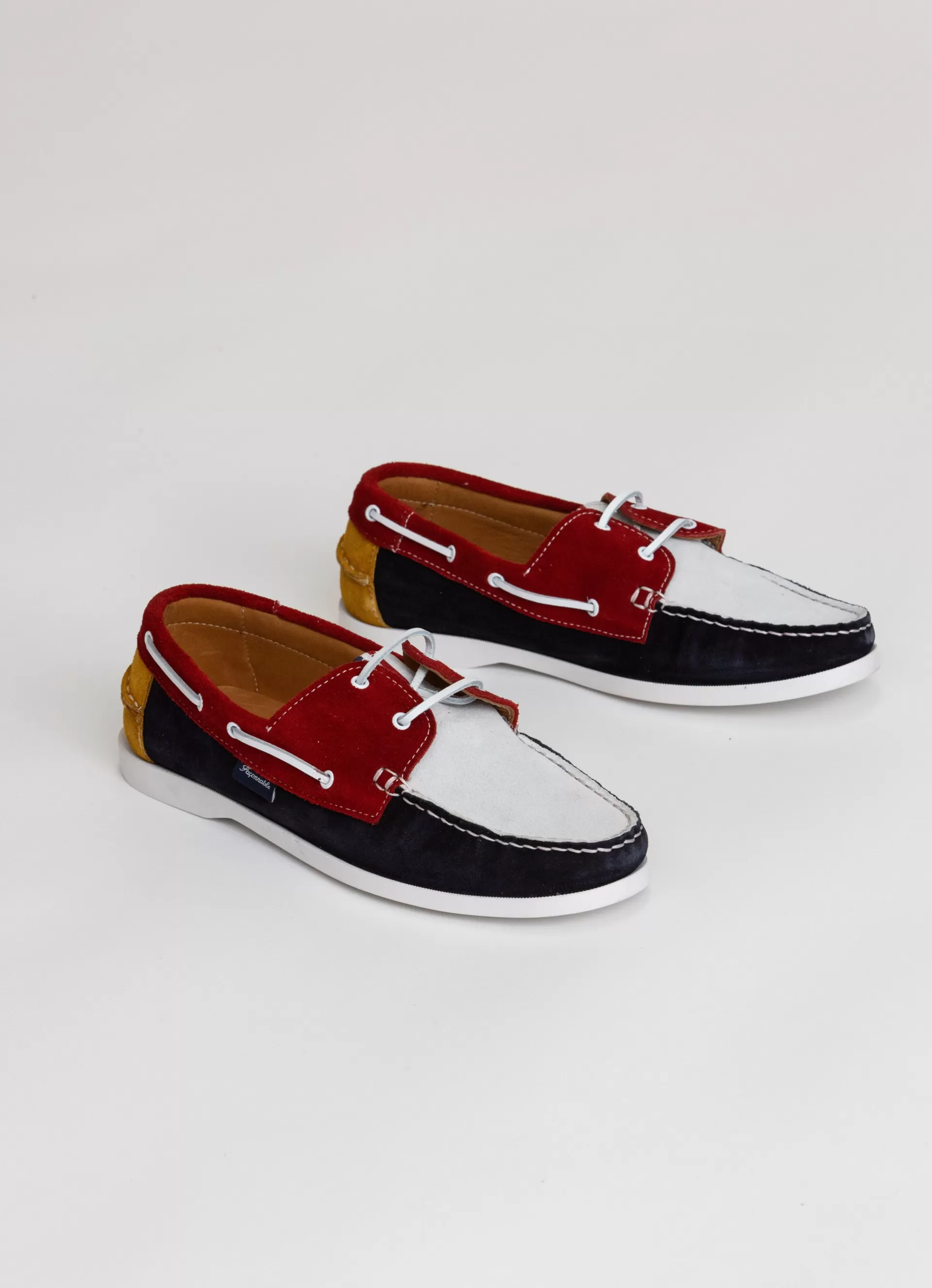 Casual Shoes>Façonnable Bateaux Bateau En Cuir Contraste Red/Multi