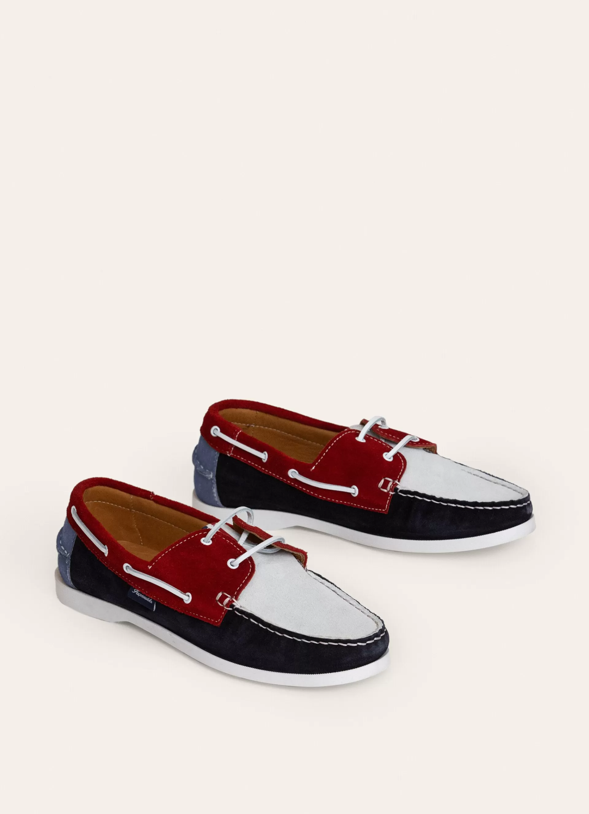 Casual Shoes>Façonnable Bateaux Bateau En Cuir Contraste Red/Multi