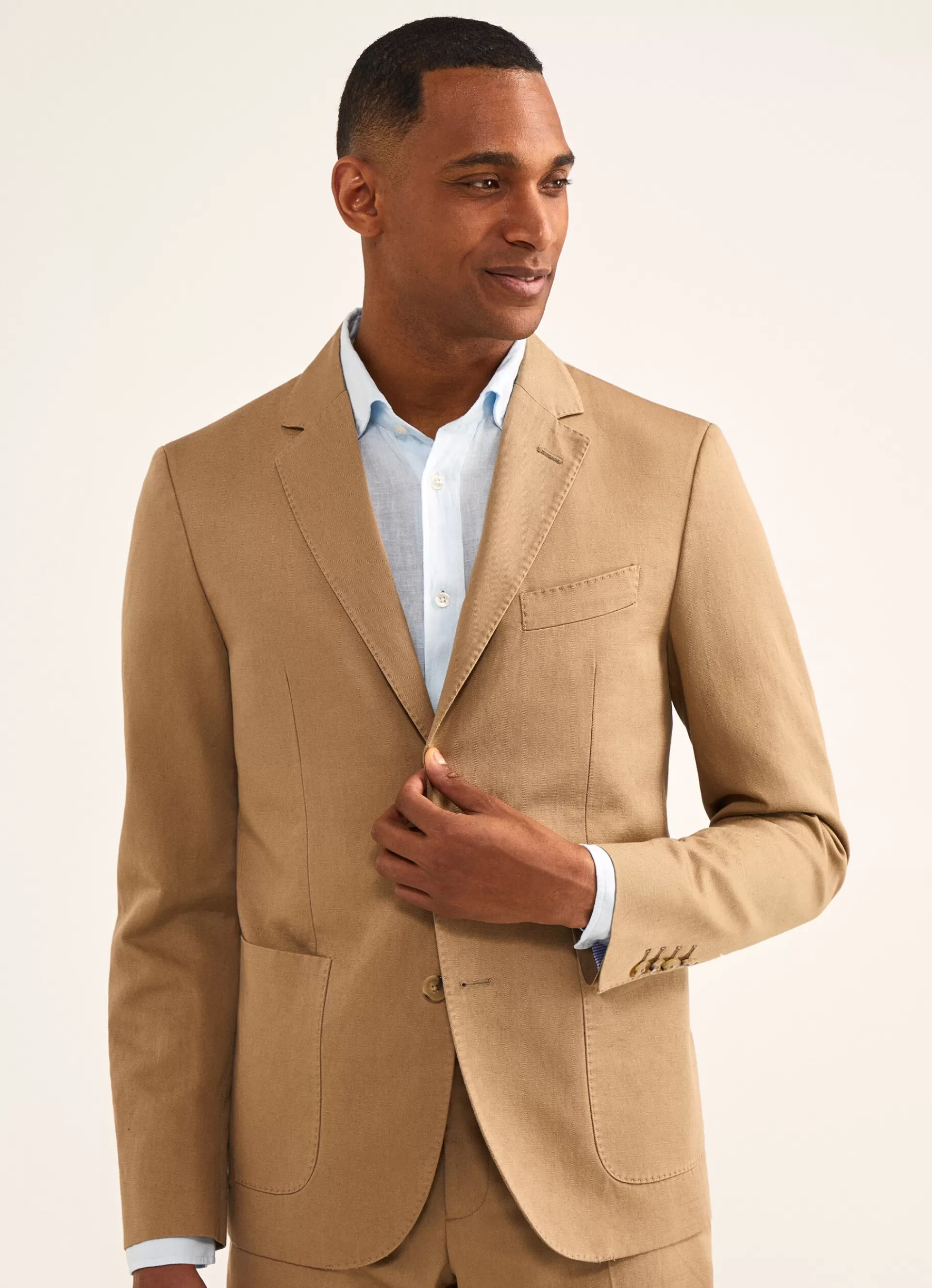 Manteaux Et Blousons>Façonnable Blazer En Lin Et En Coton Sand