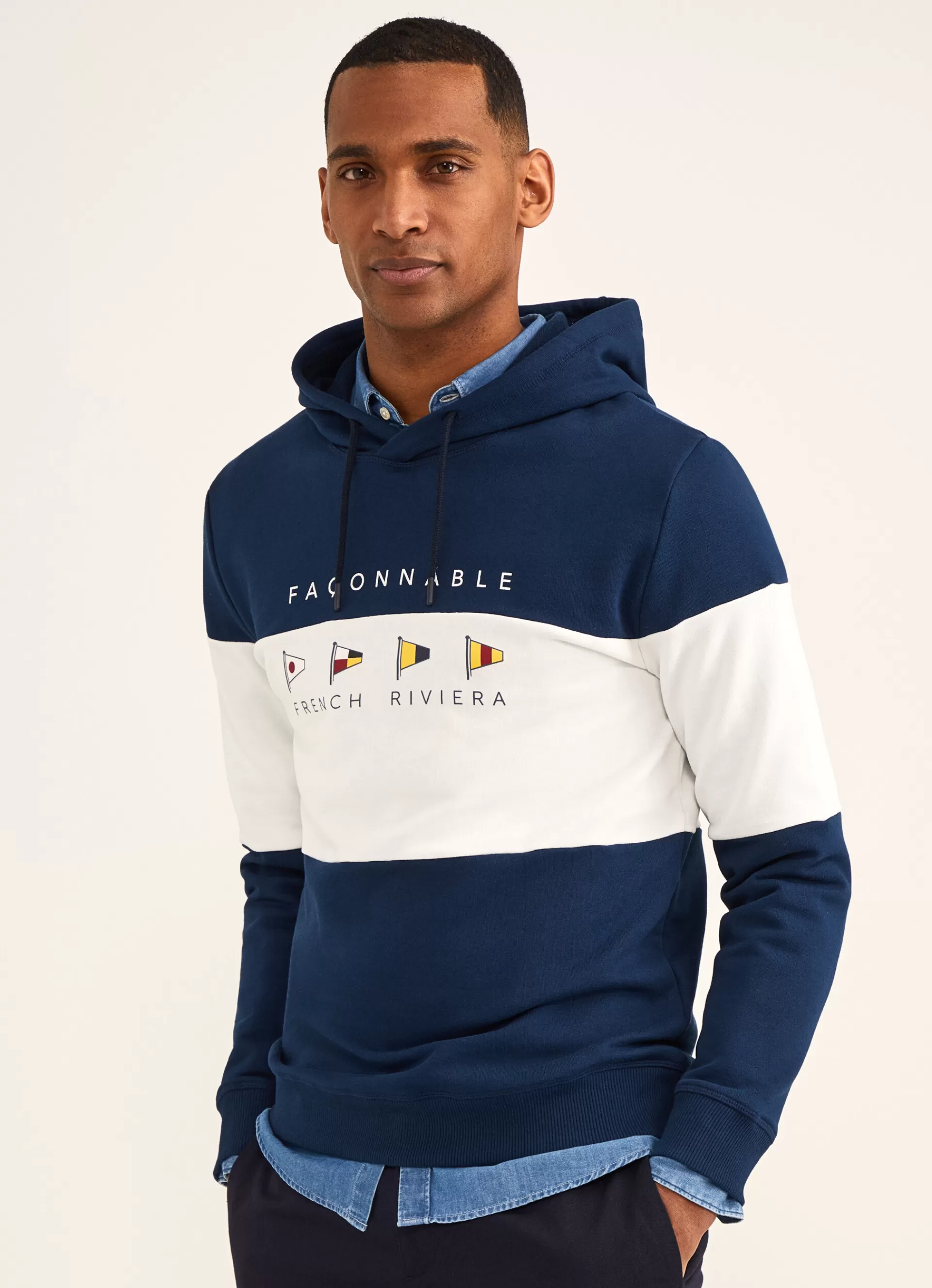 Sweatshirts>Façonnable Capuche Navy/White