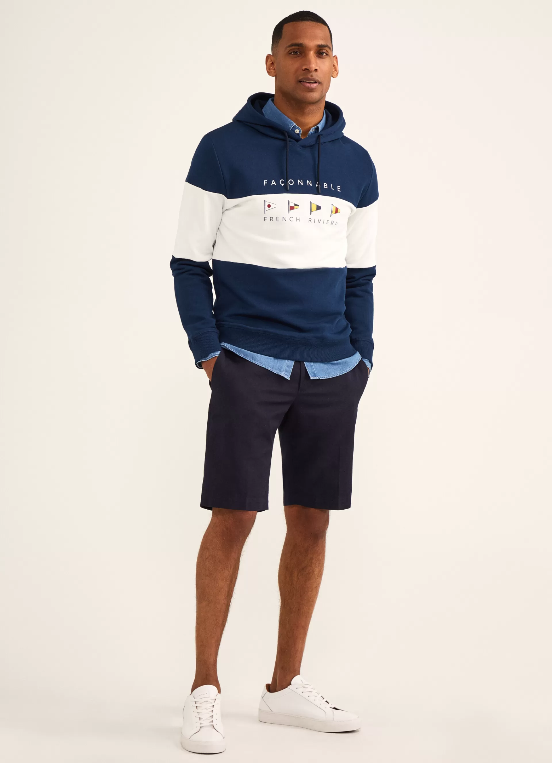 Sweatshirts>Façonnable Capuche Navy/White