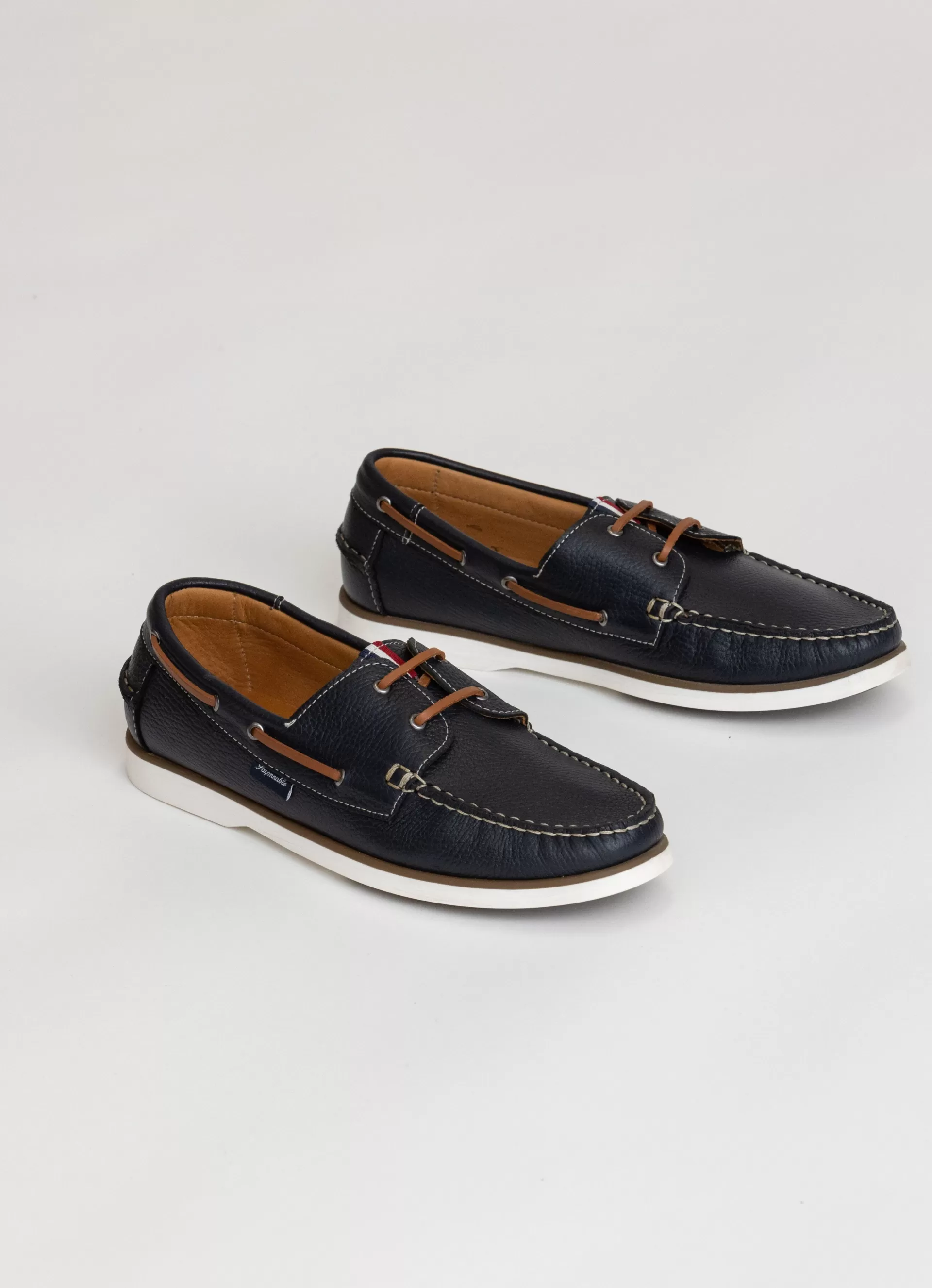 Casual Shoes>Façonnable Chaussures Bateau En Cuir Marine