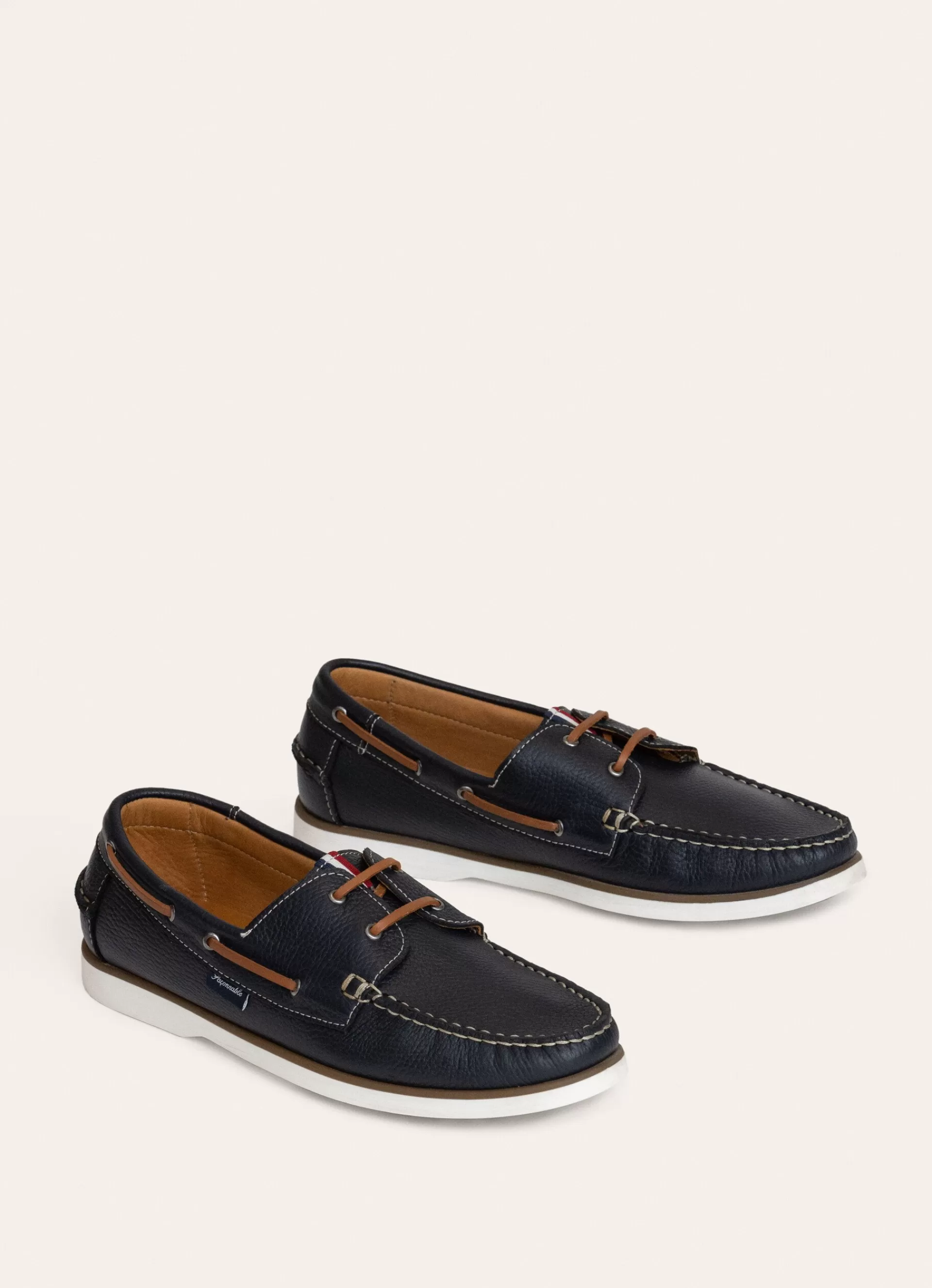 Casual Shoes>Façonnable Chaussures Bateau En Cuir Marine