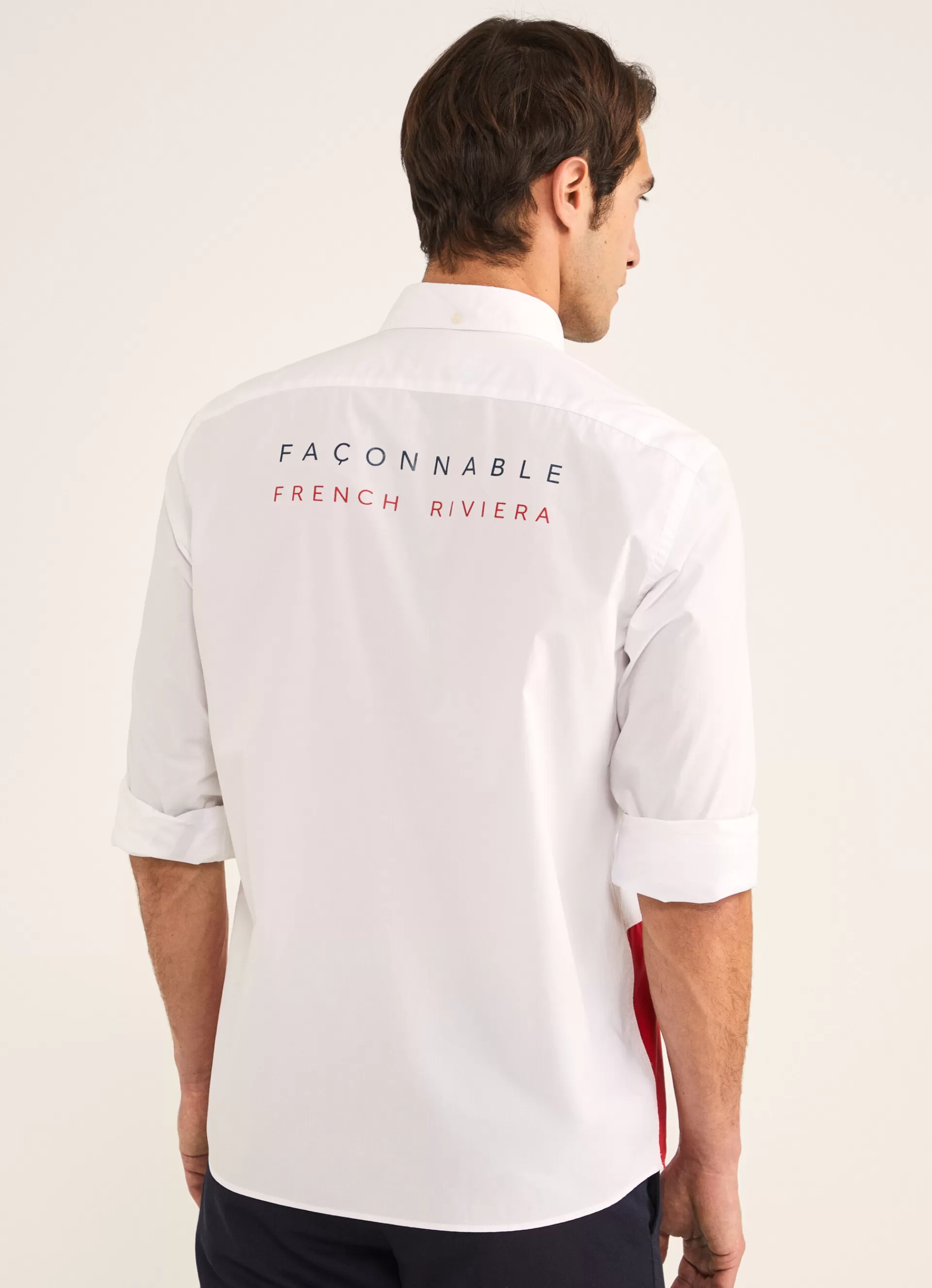 Chemises>Façonnable Chemise A Imprime Color Block White/Red