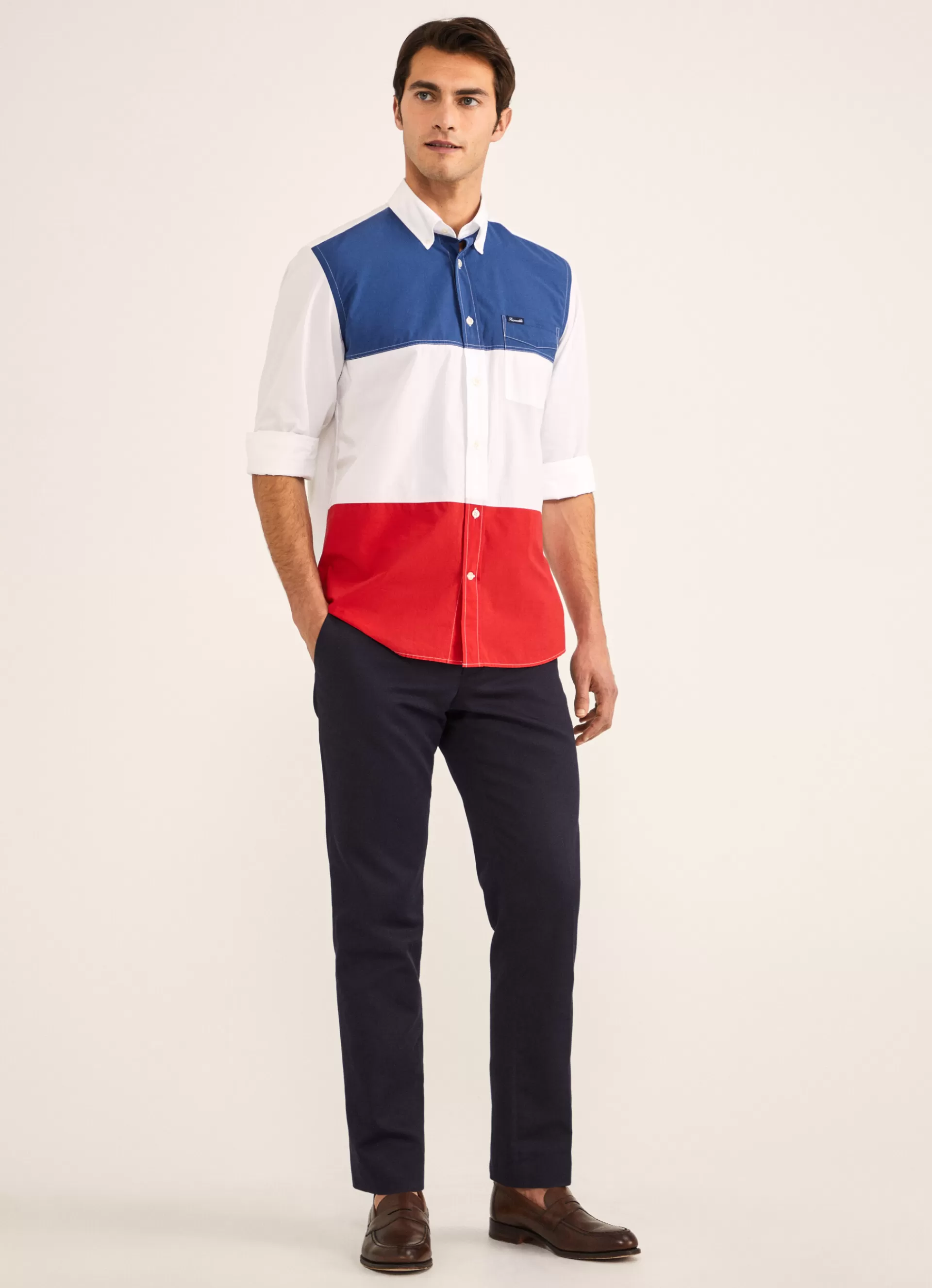 Chemises>Façonnable Chemise A Imprime Color Block White/Red