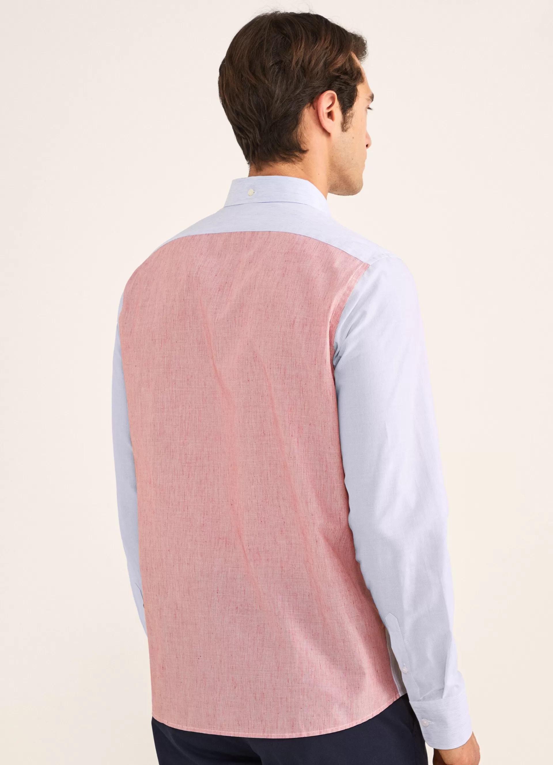 Chemises>Façonnable Chemise A Rayures Style Color Block Blue/Red