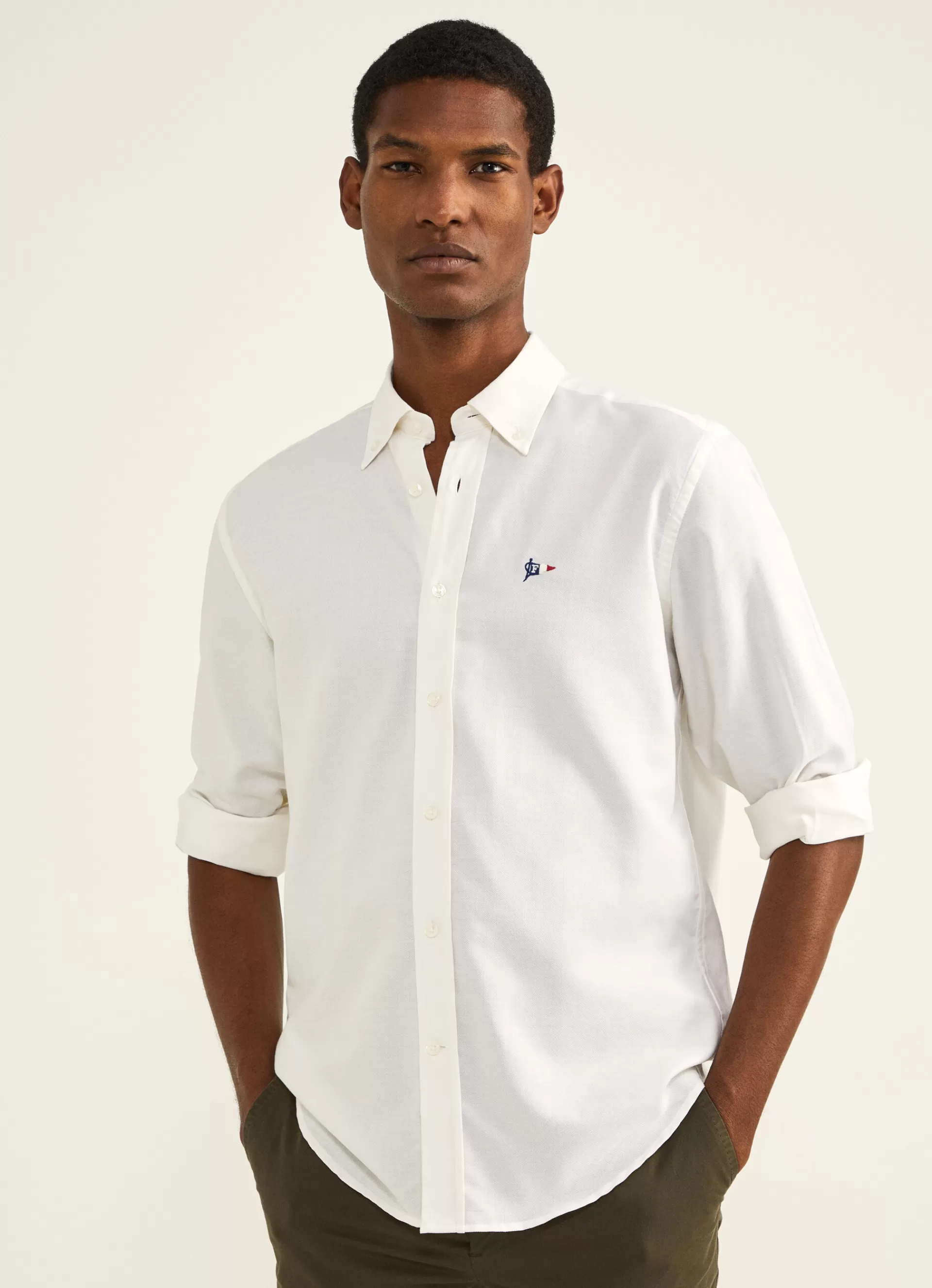 Chemises>Façonnable Chemise En Coton Pique White