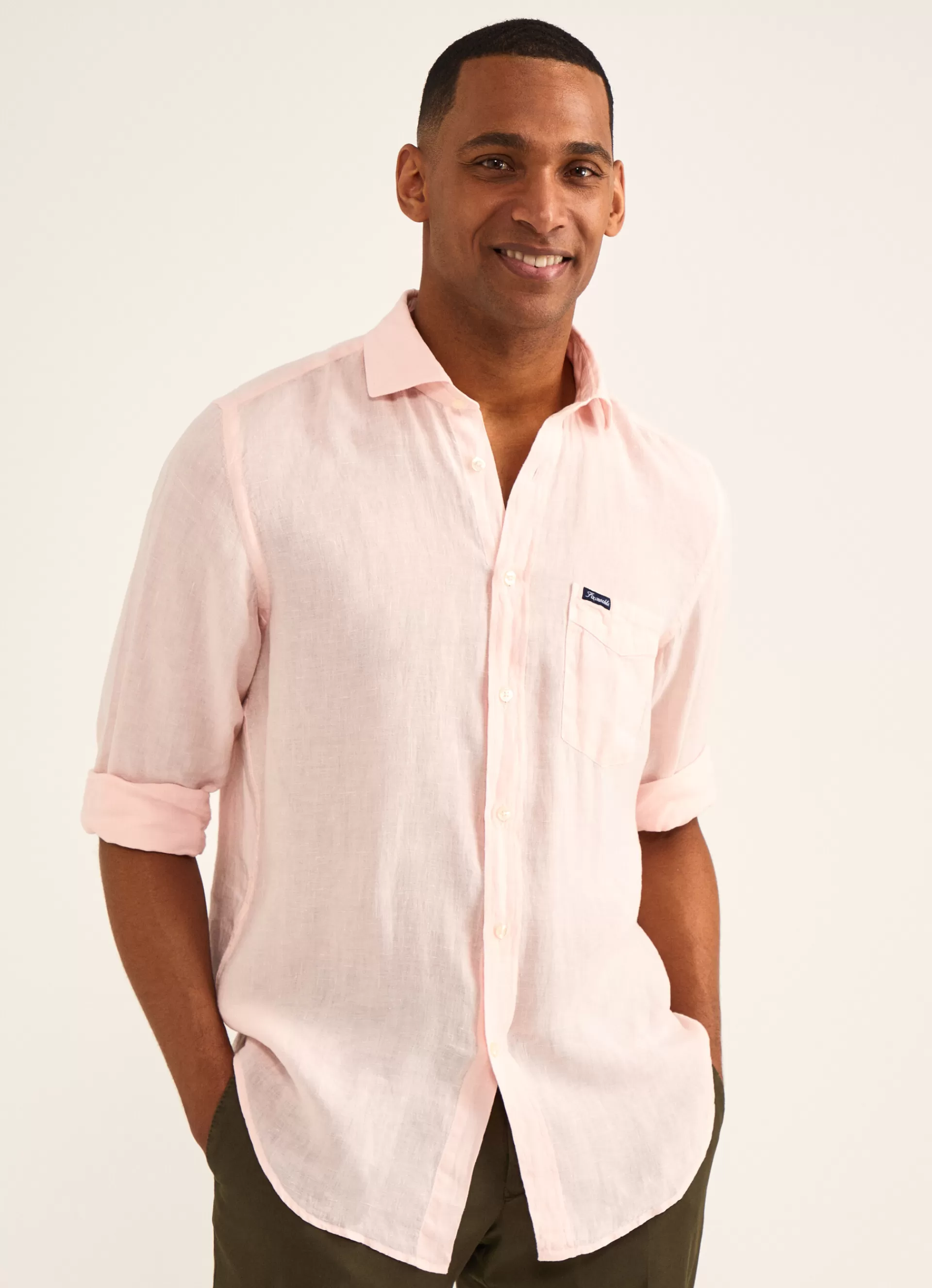 Lin>Façonnable Chemise En Lin Pink