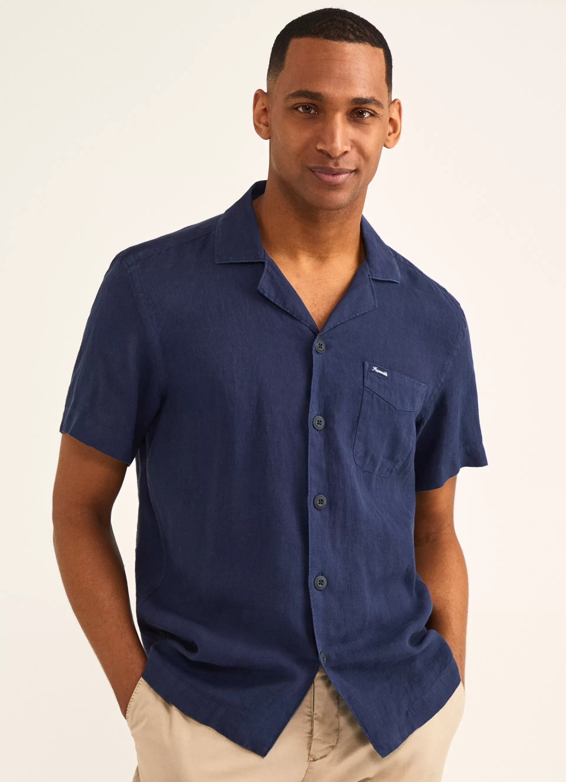 Chemises>Façonnable Chemise En Lin A Col Camp Naval Blue