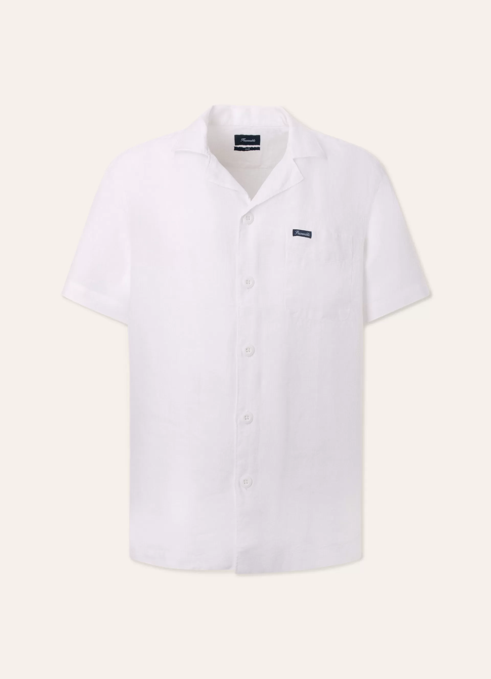 Lin>Façonnable Chemise En Lin A Col Camp White