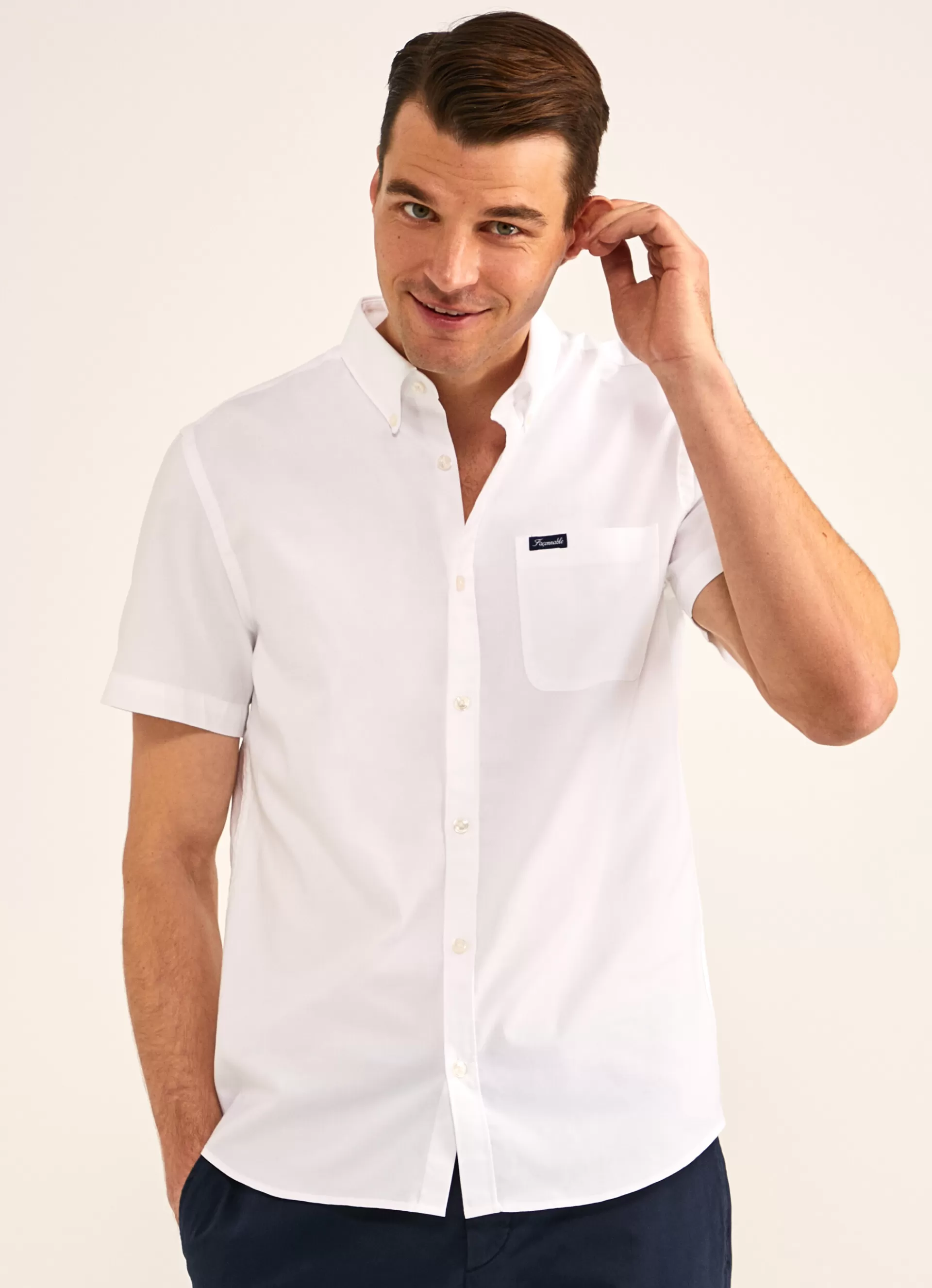 Chemises>Façonnable Chemise Oxford A Manches Courtes White