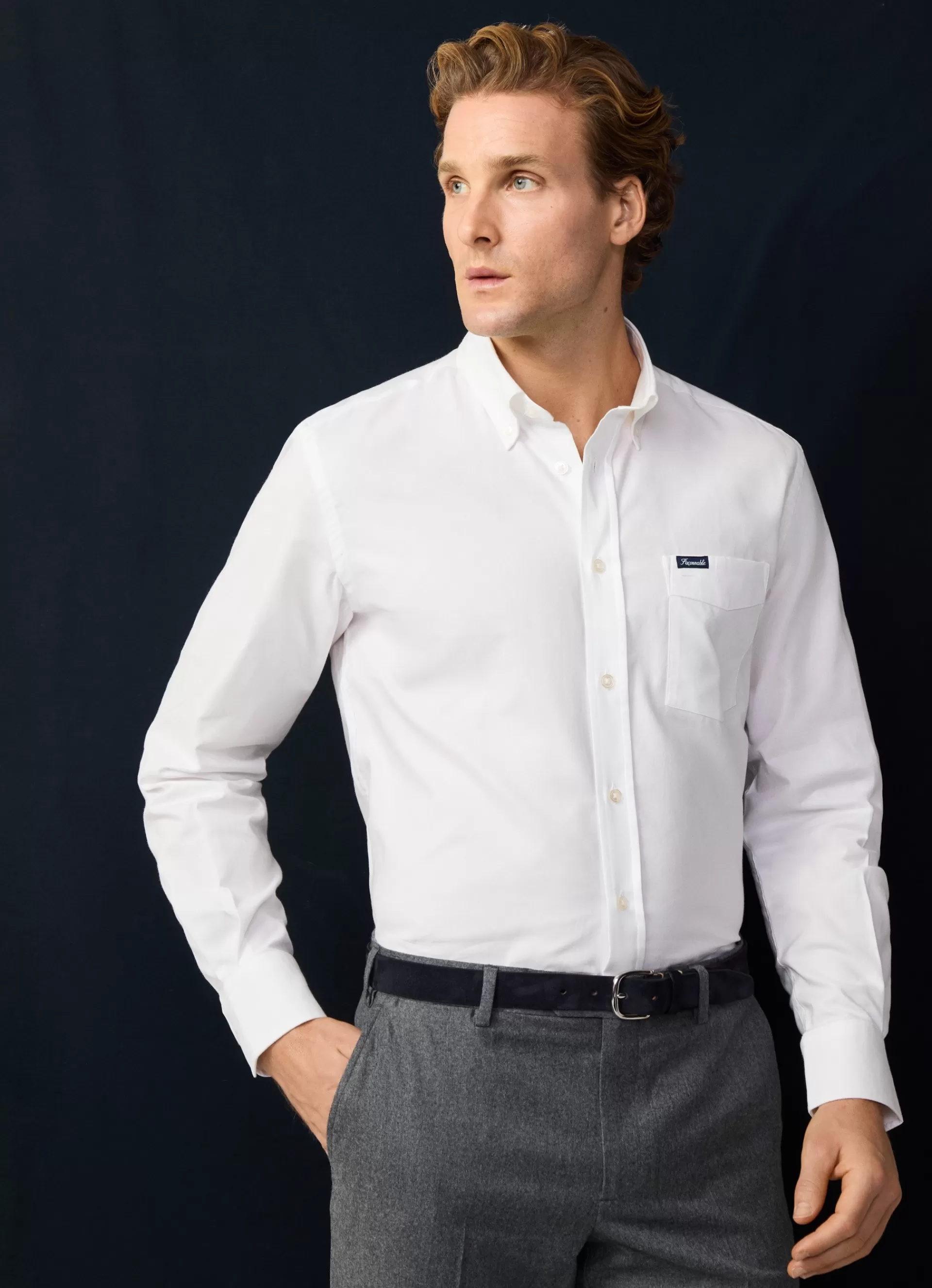 Chemises>Façonnable Chemise Oxford A Manches Longues White