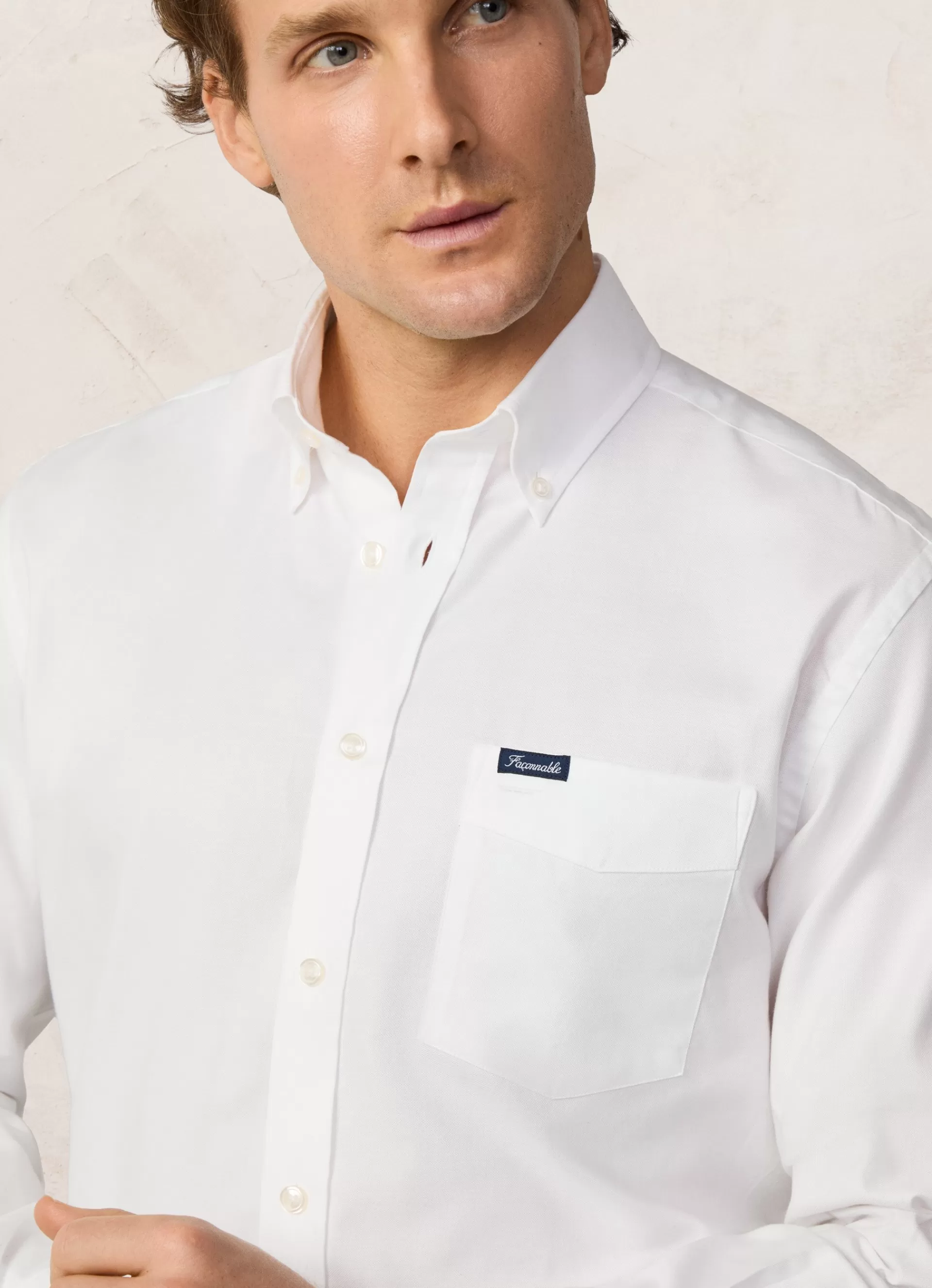 Chemises>Façonnable Chemise Oxford A Manches Longues White