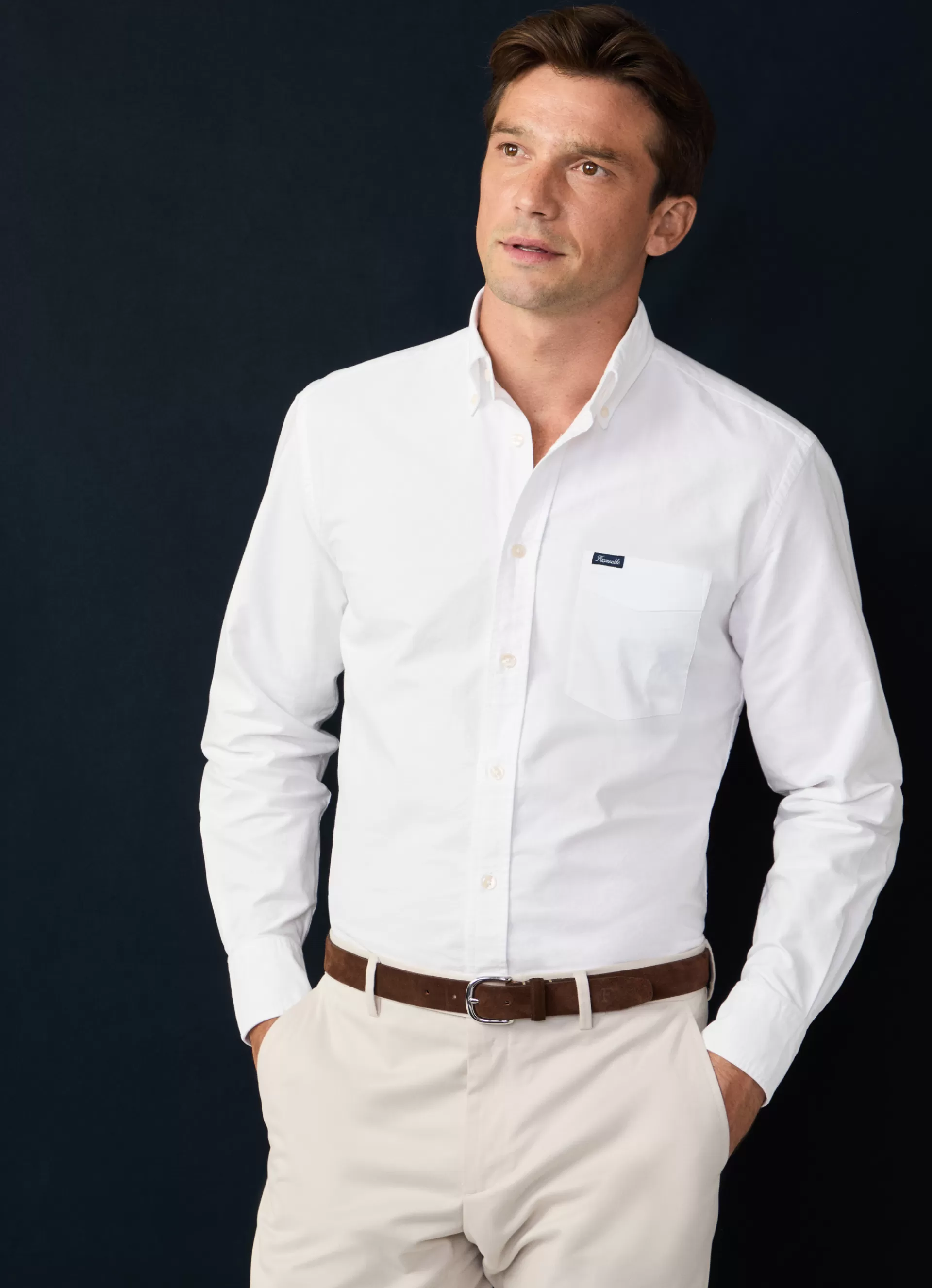 Chemises>Façonnable Chemise Oxford Delavee White