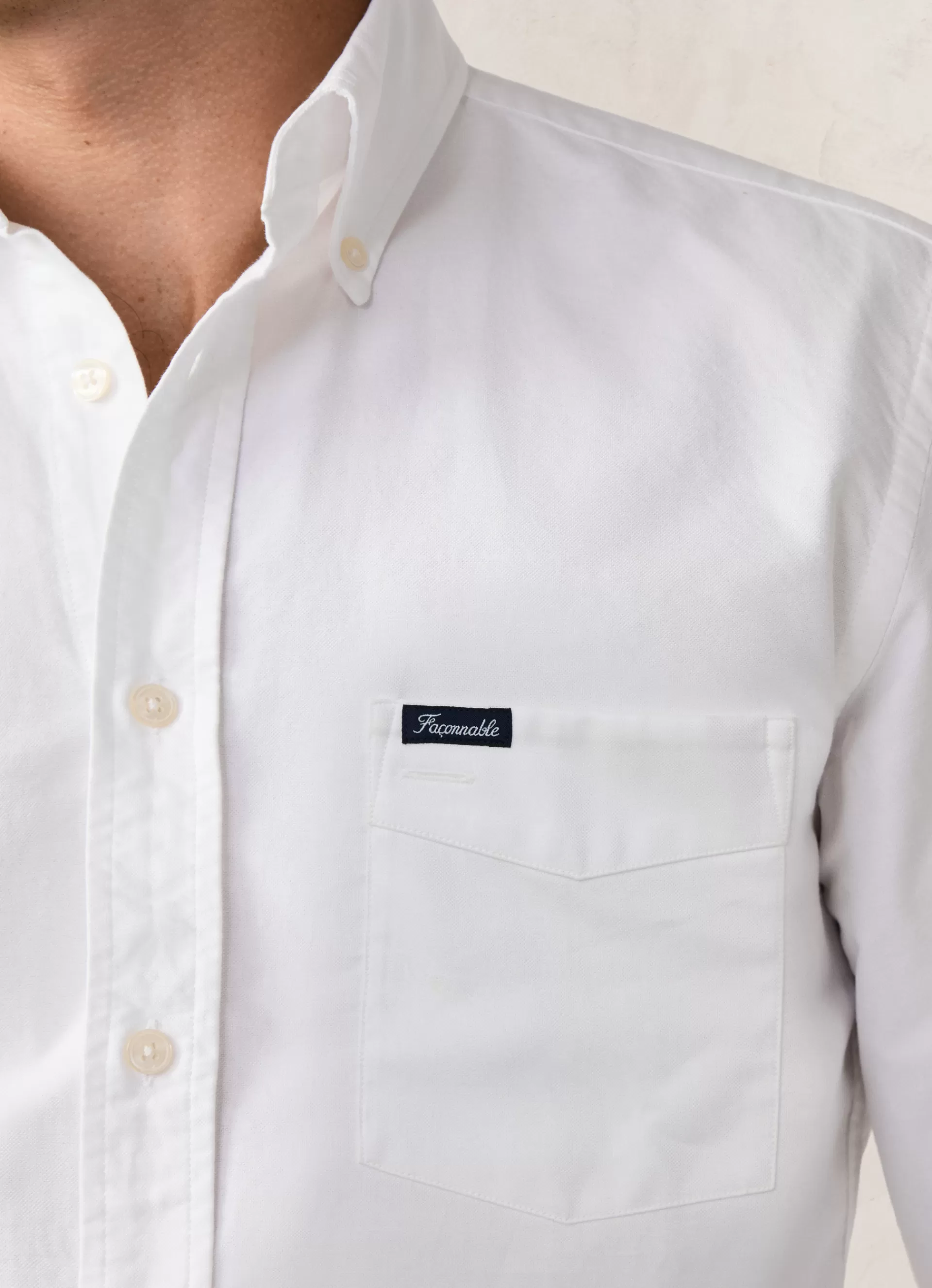 Chemises>Façonnable Chemise Oxford Delavee White