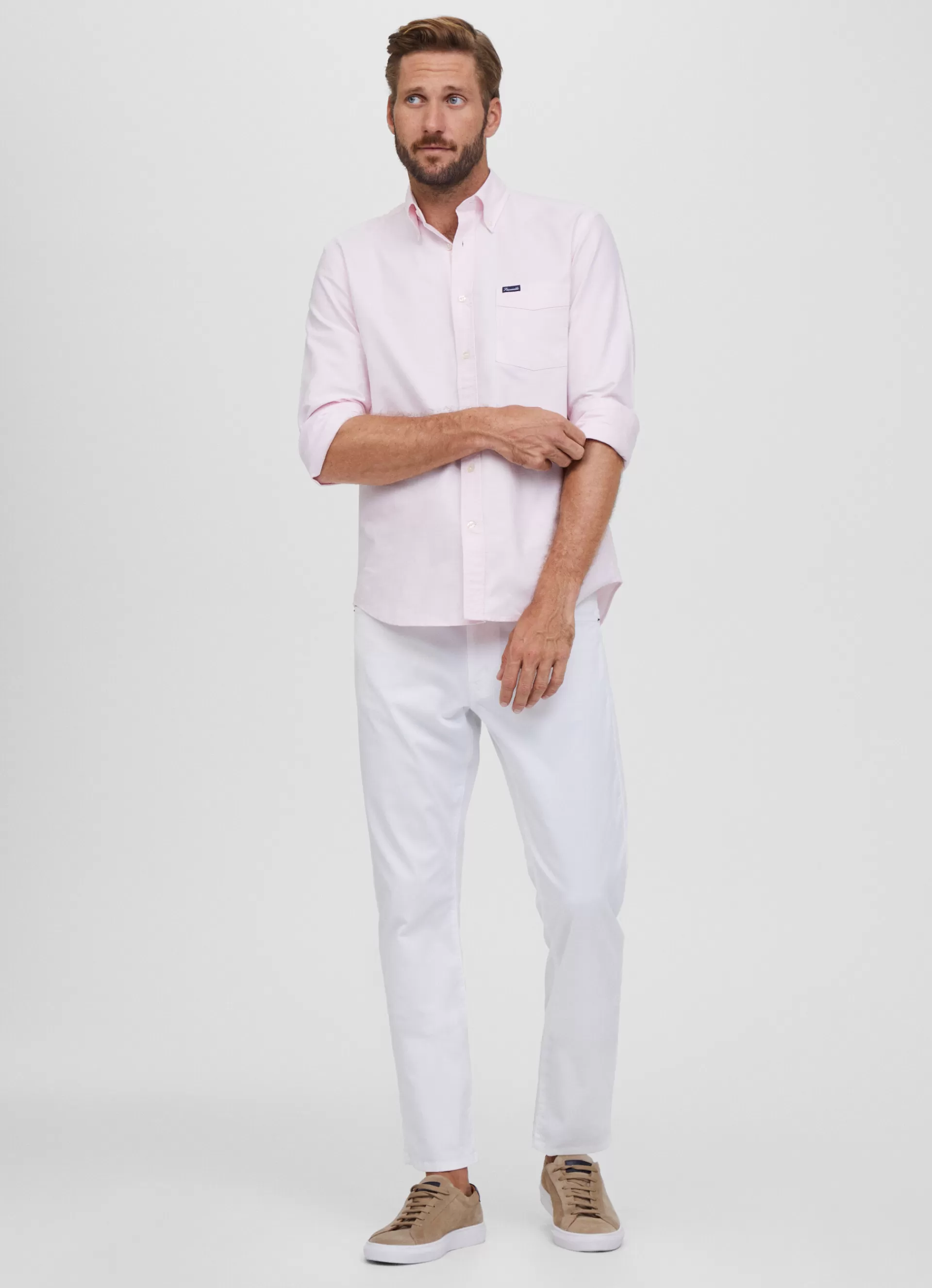 Chemises>Façonnable Chemise Oxford Delavee Light Pink