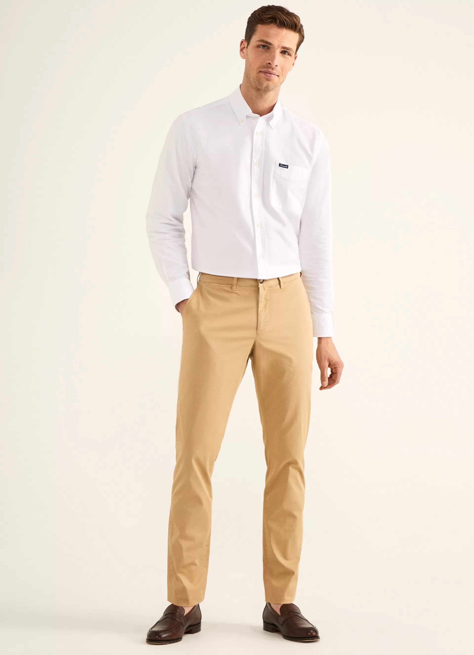 Pantalons>Façonnable Chino En Serge De Coton Sand