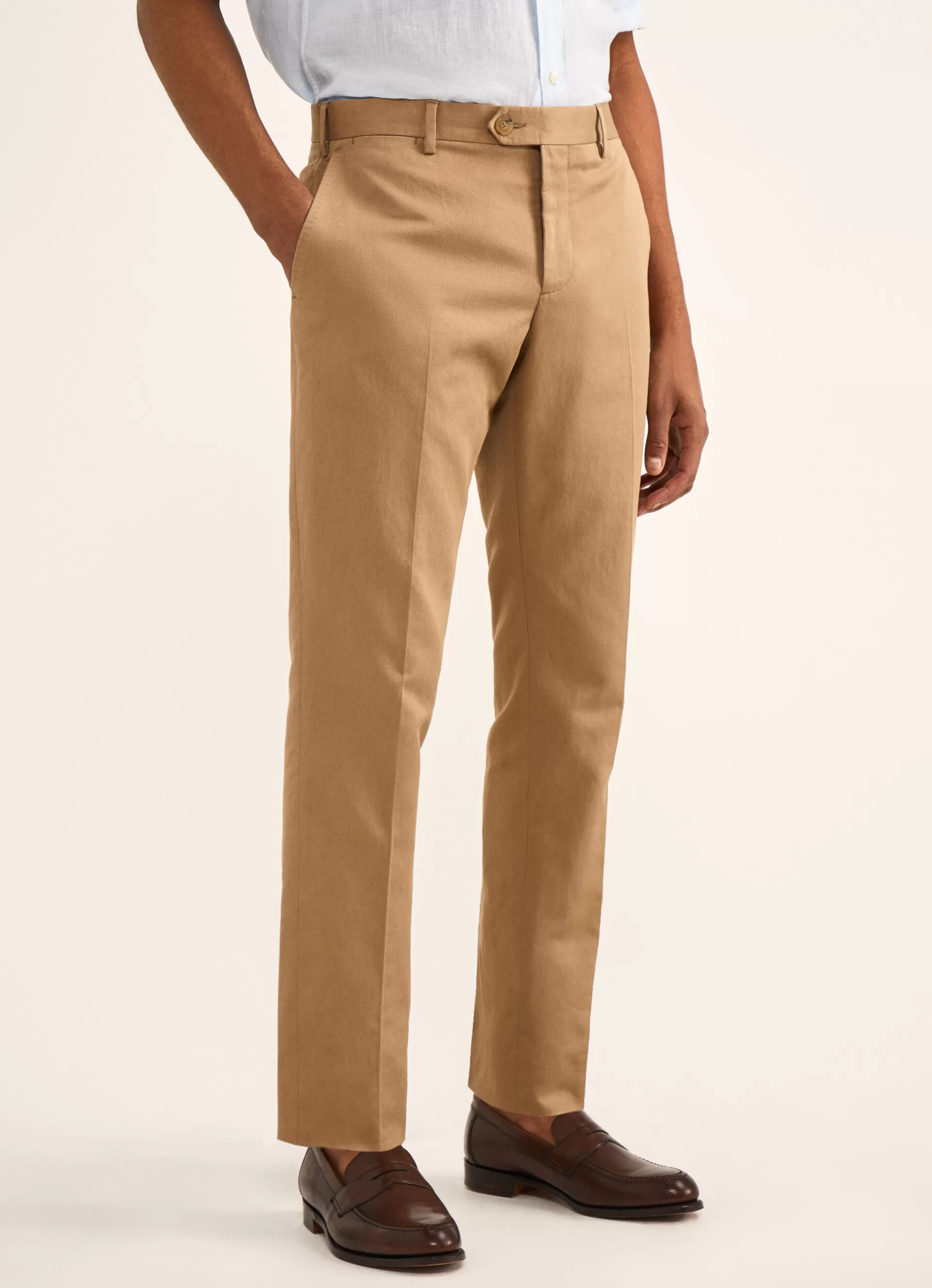 Pantalons>Façonnable Pantalon En Lin Et En Coton Sand