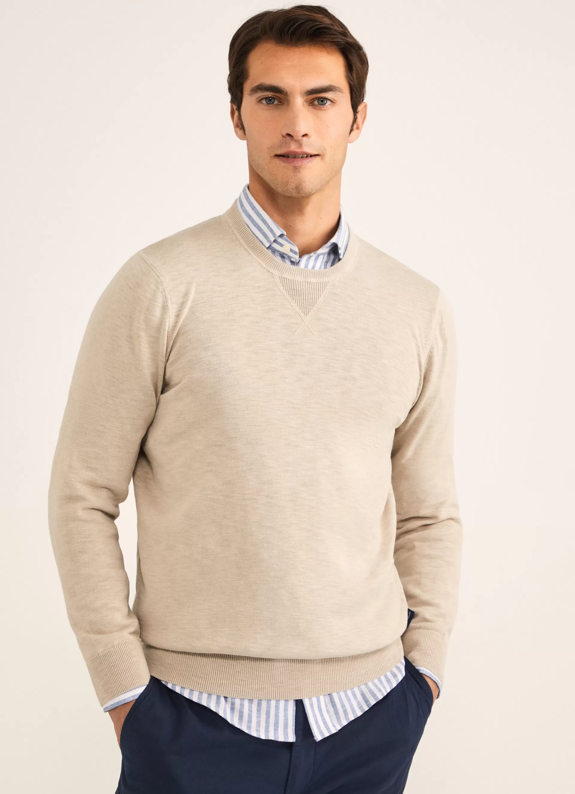 Pulls>Façonnable Pull A Col Rond Light Beige