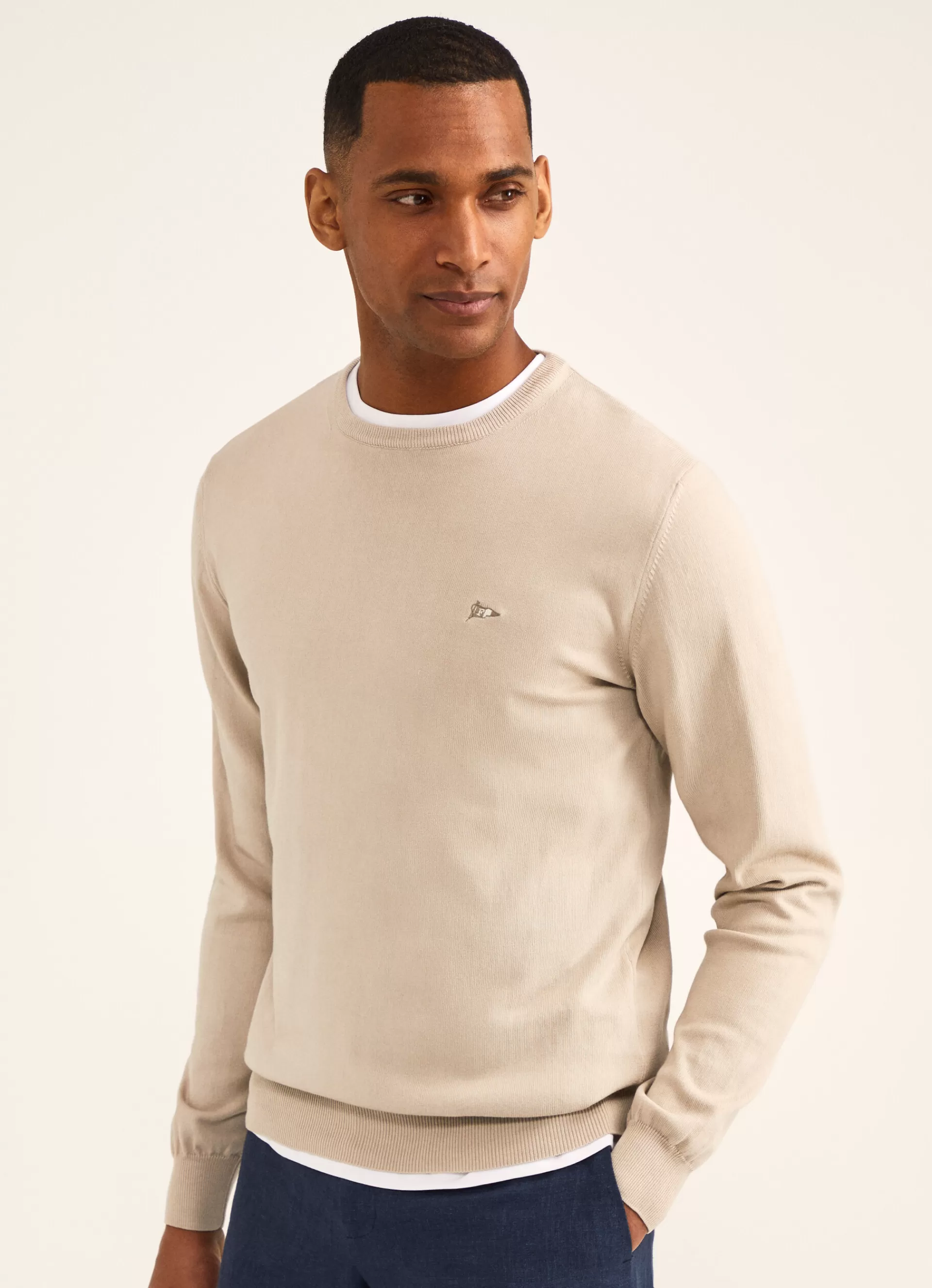 Pulls>Façonnable Pull En Maille De Coton Light Beige