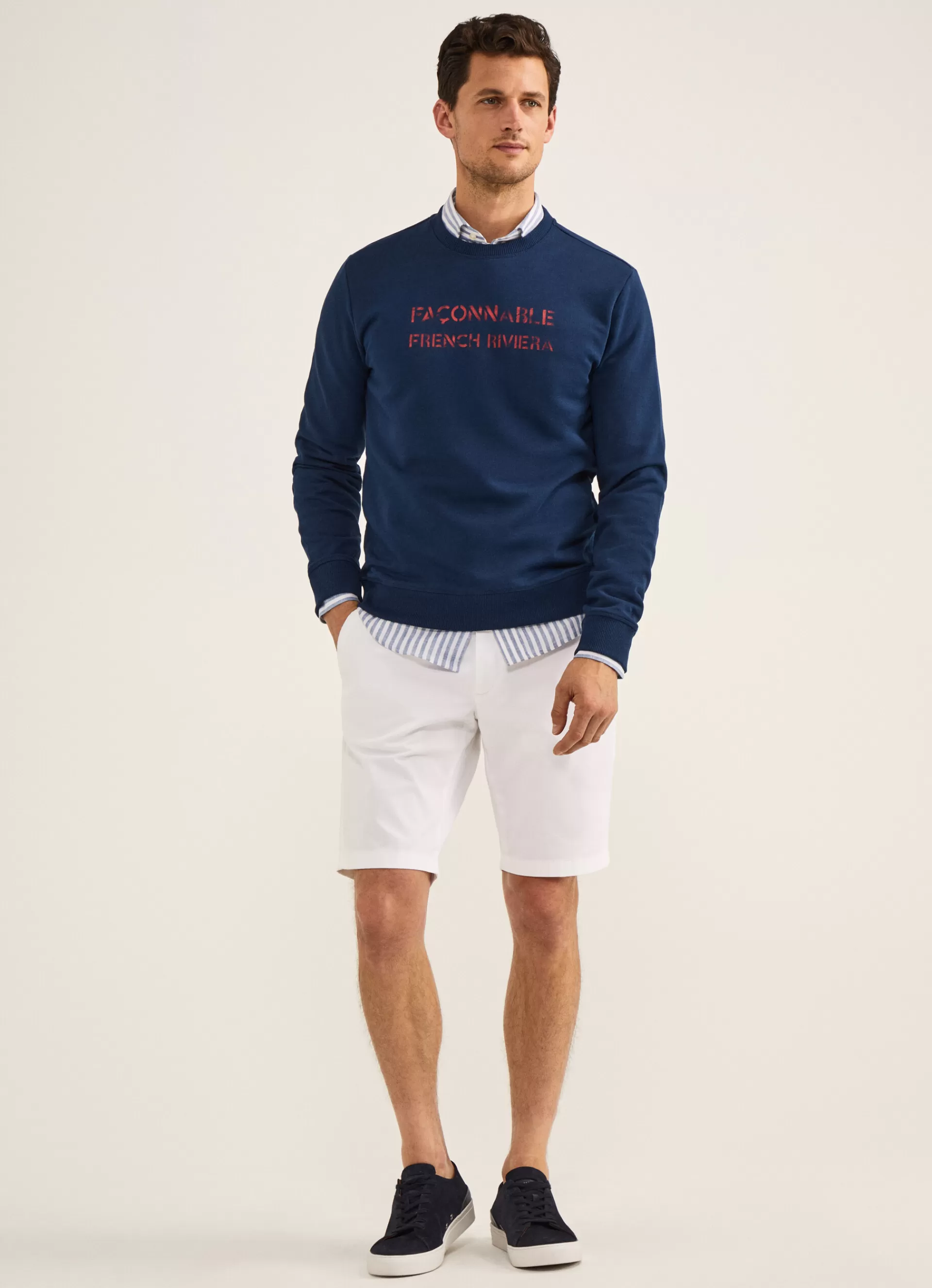 Sweatshirts>Façonnable Sweat En Peluche Naval Blue