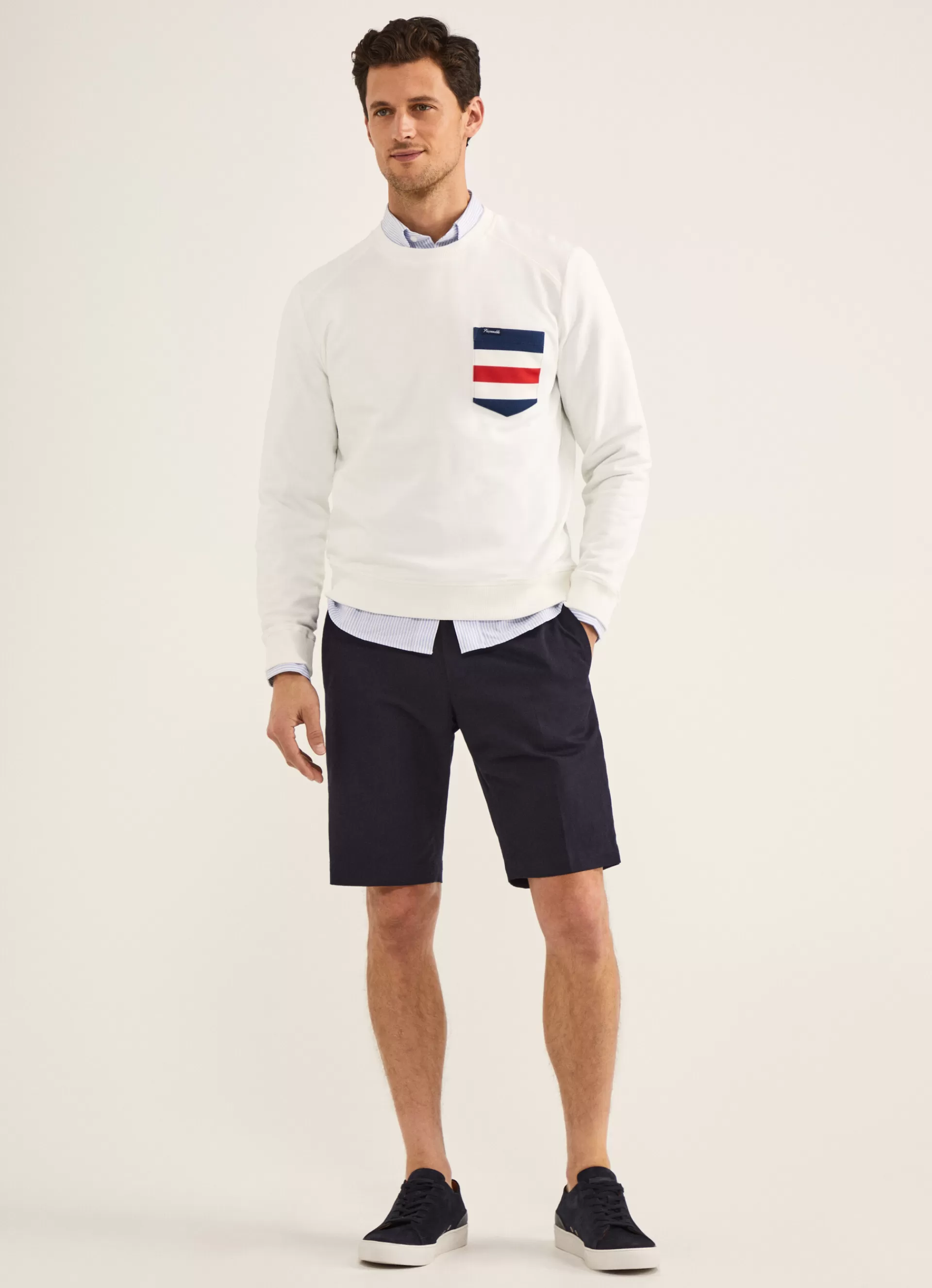 Sweatshirts>Façonnable Sweat-Shirt A Poche A Rayures Off White