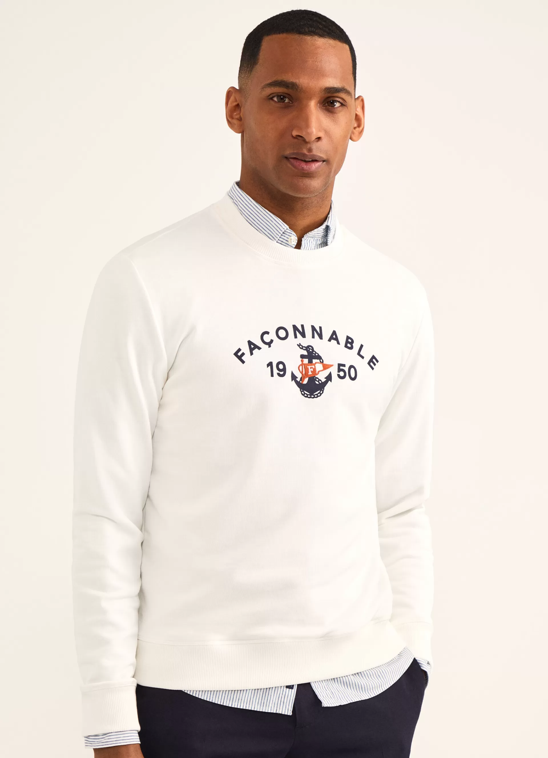 Sweatshirts>Façonnable Sweat-Shirt En Coton Et Polyester Off White