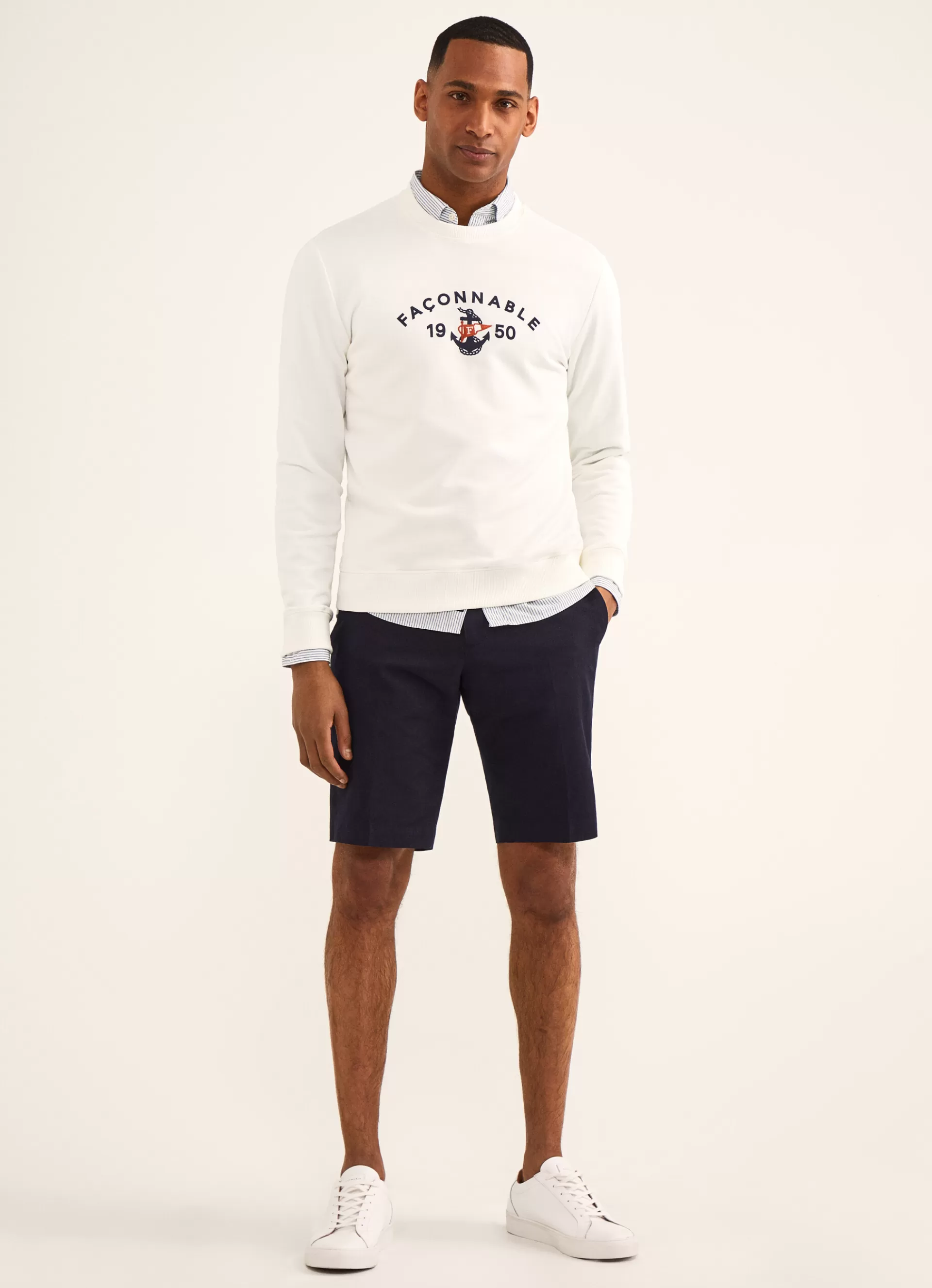 Sweatshirts>Façonnable Sweat-Shirt En Coton Et Polyester Off White